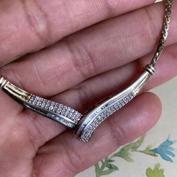 Vintage 14k gf/Sterling Natural .34ctw Diamond Cluster 18” Ladies Necklace. Nice - Picture 5 of 12